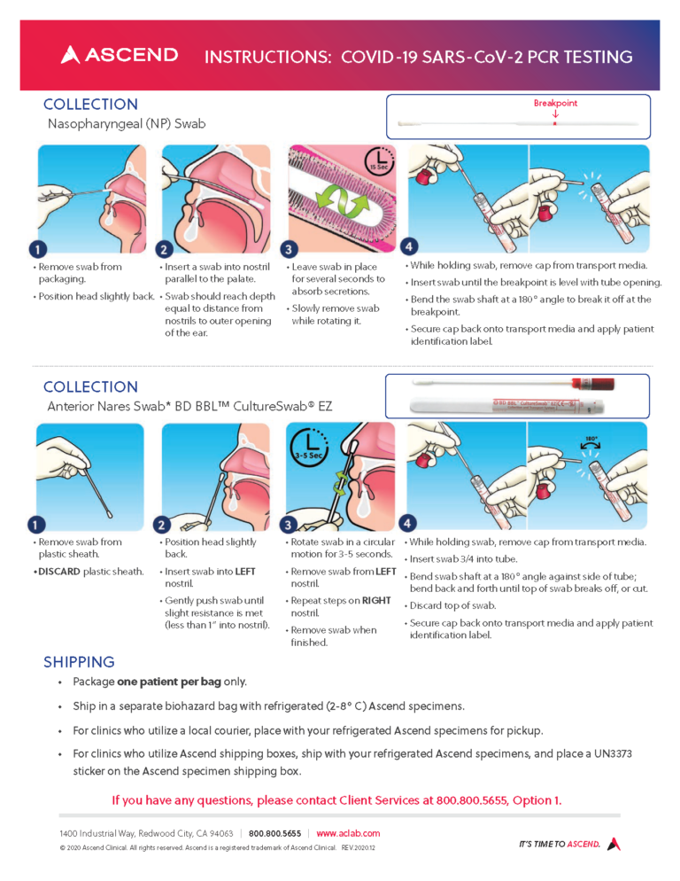 COVID19 PCR Specimen Collection Ascend Reference Manual